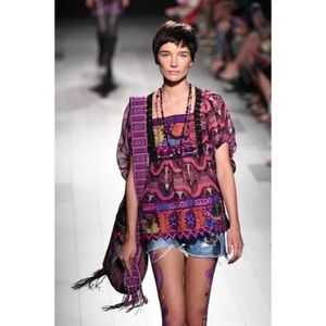 Anna Sui 100% Silk Embroidered Top Size P/XS